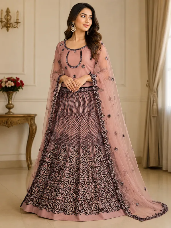 Mauve_Noir_Charm_Semi-Stitched_Lehenga_Set