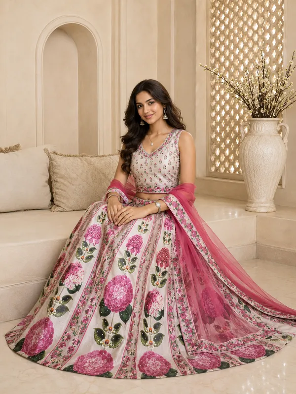 Pink_Floral_Print_Embroidered_Lehenga_Choli_For_Women