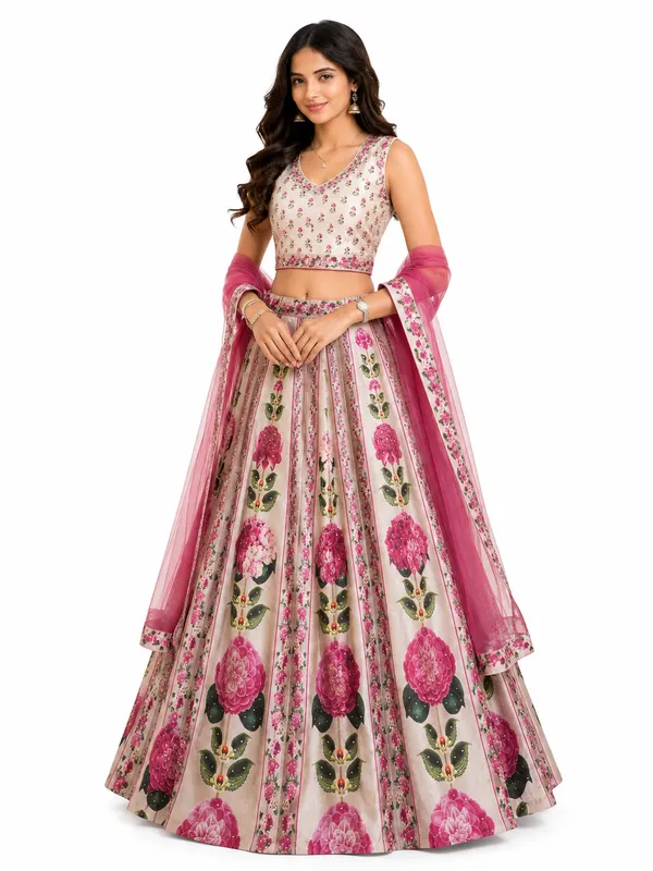 Pink_Floral_Print_Embroidered_Lehenga_Choli_For_Women