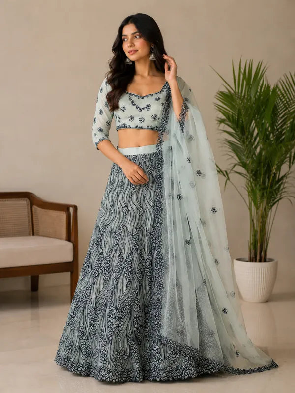 Ocean_Mist_Weave_Semi-Stitched_Lehenga_Set