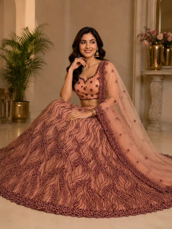 Peach_Blossom_Royale_Semi-Stitched_Lehenga_Set