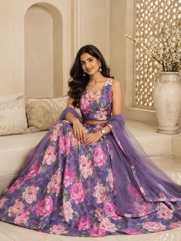 Purple_Floral_Print_Sequin_Embellished_Lehenga_Choli_For_Women