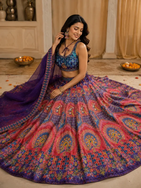 Blue_Multicolor_Printed_Sequin_Embroidered_Lehenga_Choli_For_Women