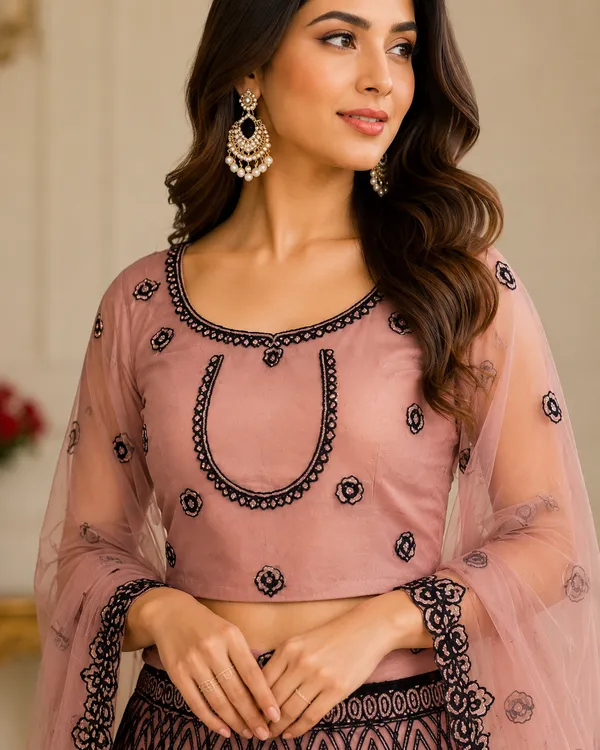 Mauve_Noir_Charm_Semi-Stitched_Lehenga_Set