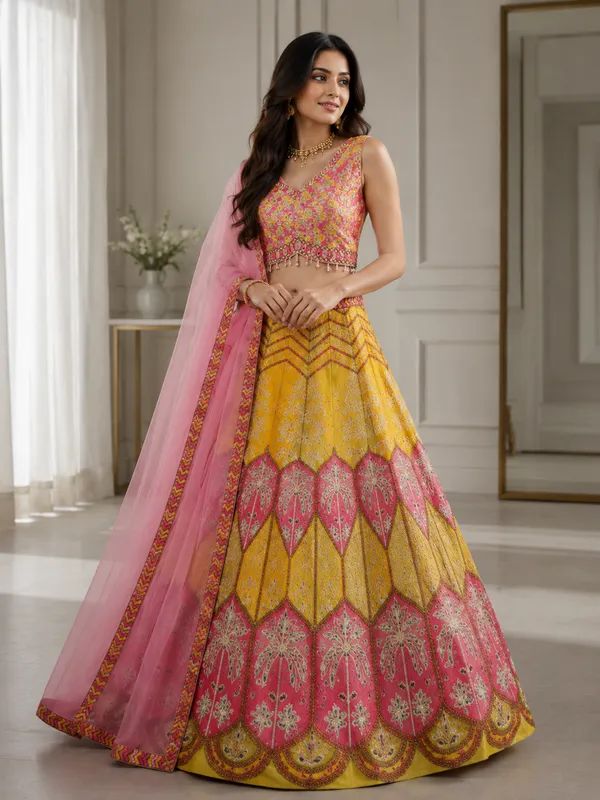 Yellow_And_Pink_Embroidered_Bridal_Lehenga_Choli_For_Women
