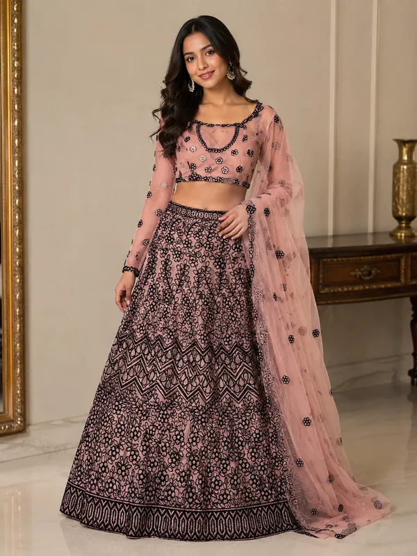 Rosewood_Bloom_Semi-Stitched_Lehenga_Set