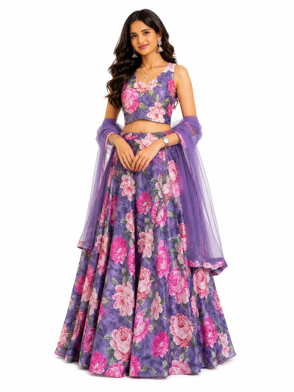 Purple_Floral_Print_Sequin_Embellished_Lehenga_Choli_For_Women