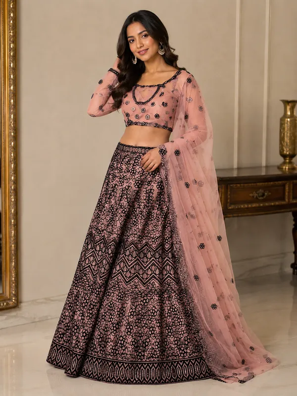 Rosewood_Bloom_Semi-Stitched_Lehenga_Set