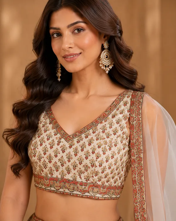 Cream_Silk_Embroidered_Digital_Print_Lehenga_Choli_For_Women