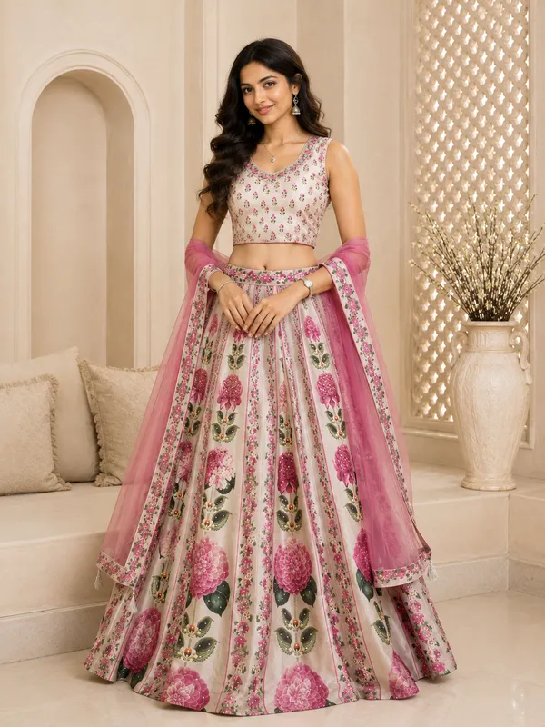 Pink_Floral_Print_Embroidered_Lehenga_Choli_For_Women