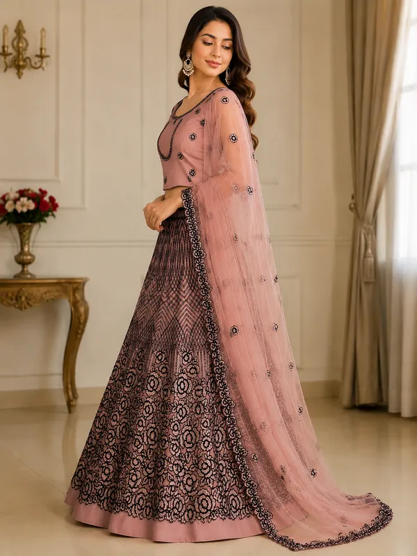 Mauve_Noir_Charm_Semi-Stitched_Lehenga_Set