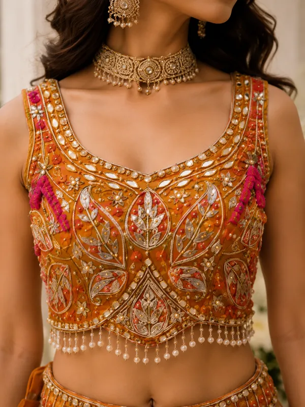Orange_Silk_Net_Embroidered_Sequin_Lehenga_Choli_For_Women