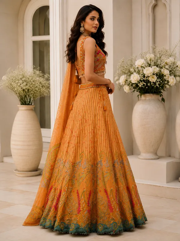 Orange_Silk_Net_Embroidered_Sequin_Lehenga_Choli_For_Women