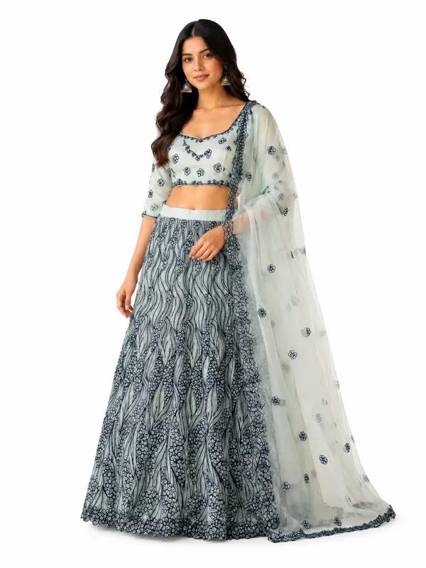 Ocean_Mist_Weave_Semi-Stitched_Lehenga_Set
