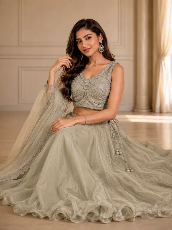 Sage_Green_Embellished_Organza_Lehenga_Choli_For_Women
