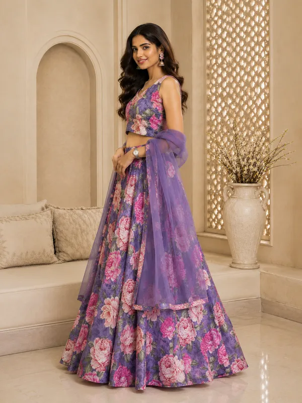 Purple_Floral_Print_Sequin_Embellished_Lehenga_Choli_For_Women