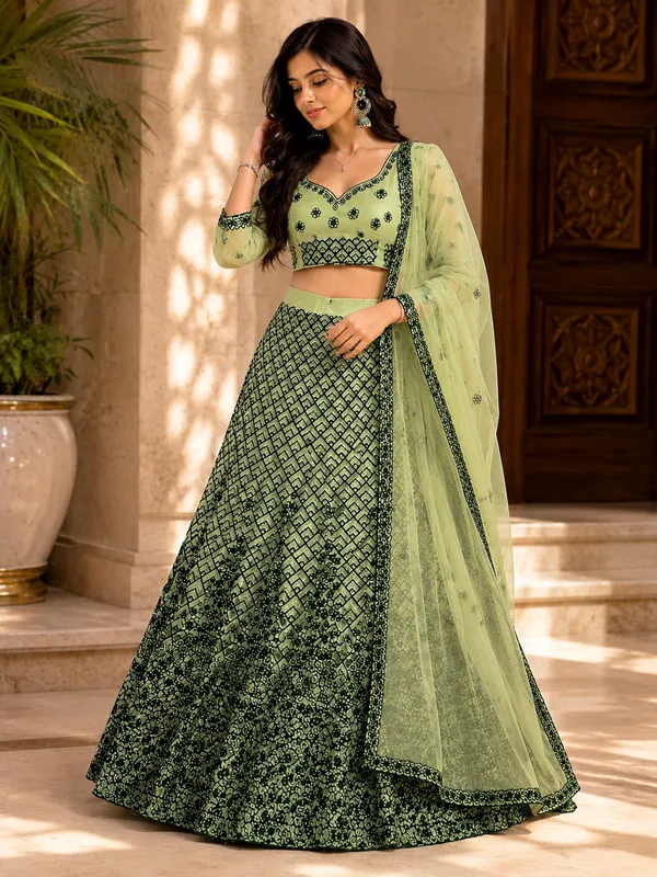 Pistachio_Noir_Grace_Semi-Stitched_Lehenga_Set