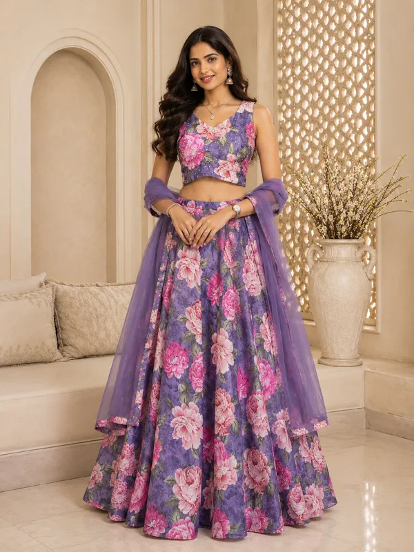 Purple_Floral_Print_Sequin_Embellished_Lehenga_Choli_For_Women