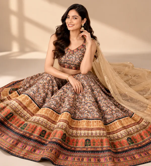 Multicolor_Digital_Print_Sleeveless_Lehenga_Choli_With_Dupatta_For_Women