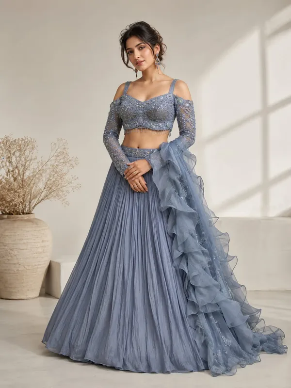 Grey_Blue_Silk_Net_Embellished_Cold_Shoulder_Lehenga_Choli_For_Women