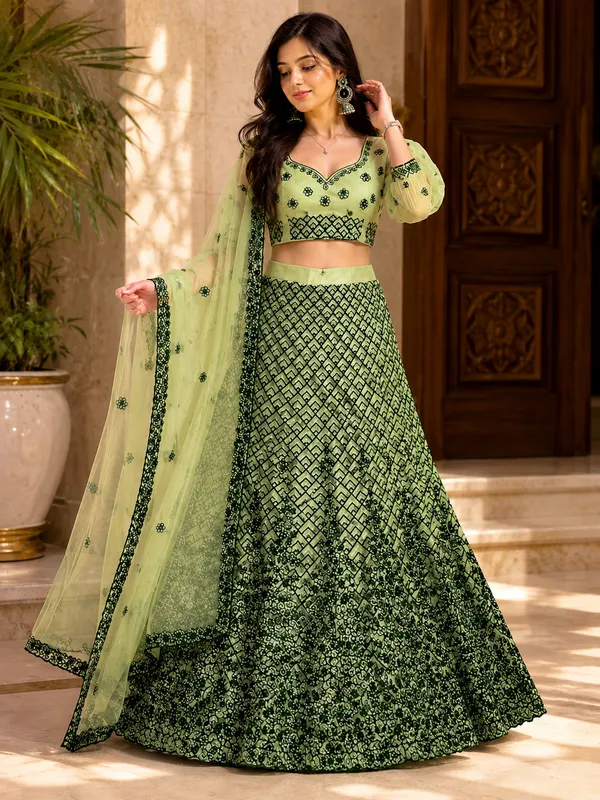 Pistachio_Noir_Grace_Semi-Stitched_Lehenga_Set