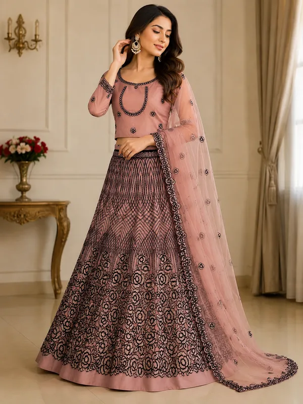 Mauve_Noir_Charm_Semi-Stitched_Lehenga_Set