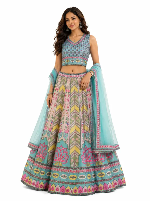 Sea_Green_Printed_Embroidered_Lehenga_Choli_For_Women