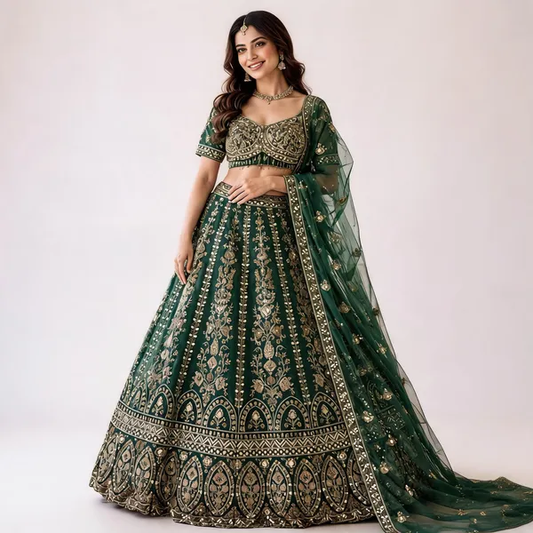 Green_Silk_Net_Embroidered_Sequin_Bridal_Lehenga_Choli_For_Women