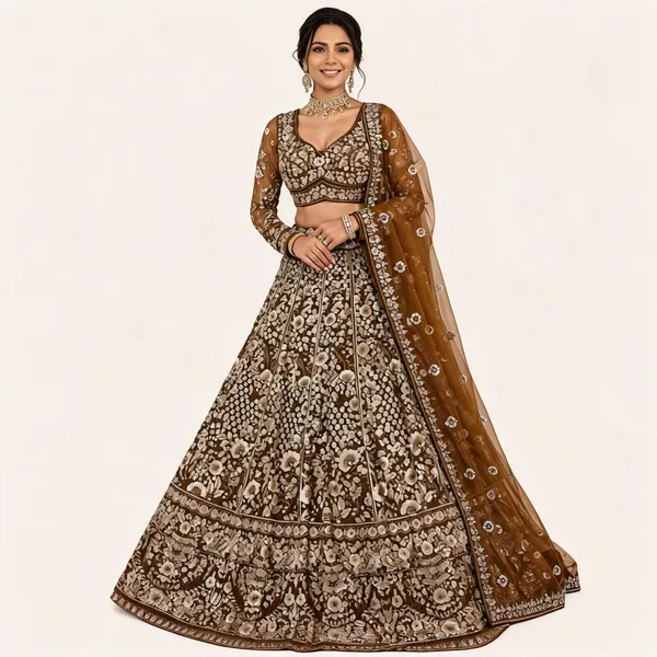 Brown_Silk_Net_Embroidered_Bridal_Lehenga_Choli_For_Women