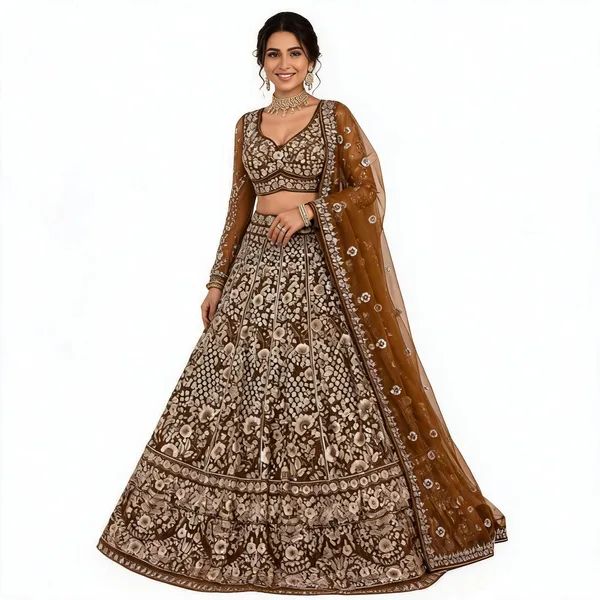 Brown_Silk_Net_Embroidered_Bridal_Lehenga_Choli_For_Women
