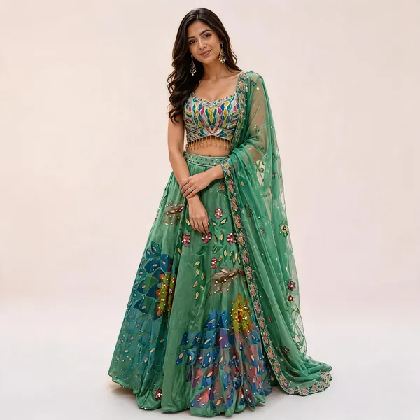 Green_Silk_Net_Embroidered_Sequin_Lehenga_Choli_For_Women