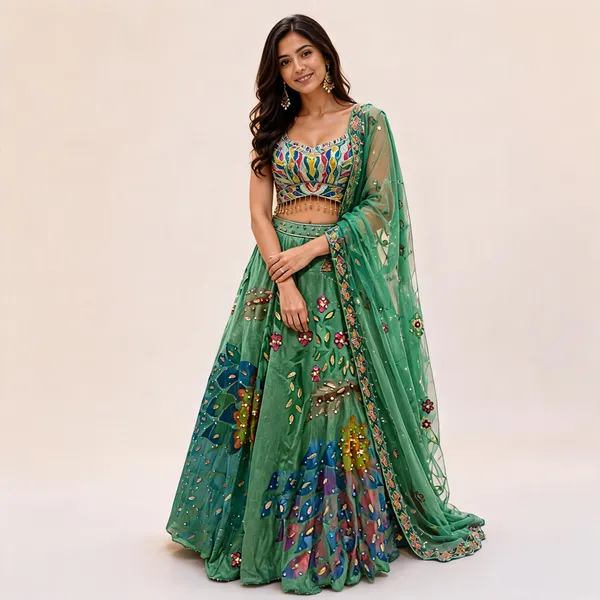 Green_Silk_Net_Embroidered_Sequin_Lehenga_Choli_For_Women