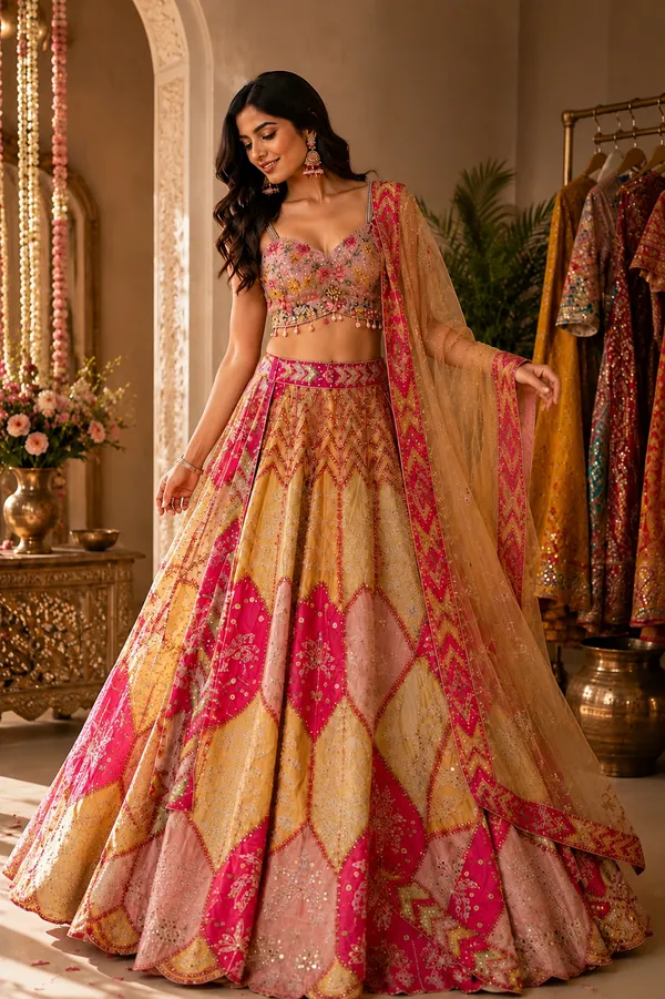Pink_Yellow_Silk_Net_Embroidered_Bridal_Lehenga_Choli_For_Women