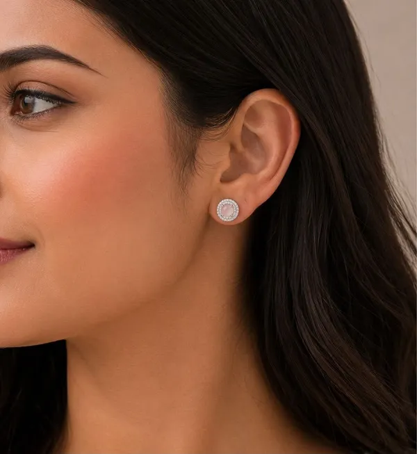 Pink_Halo_Stone_92.5_Sterling_Silver_Stud_Earrings_For_Women