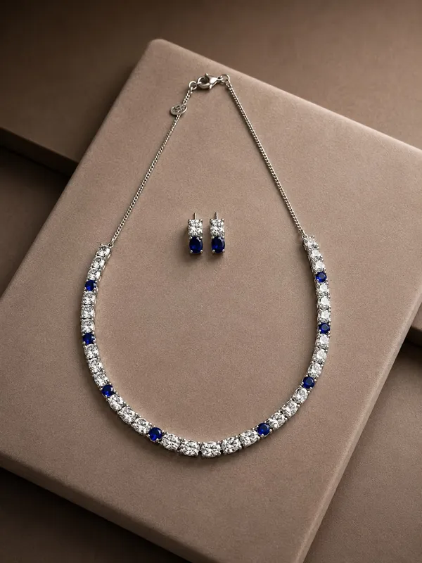 Silver_&_Blue_92.5_Oval_Stone_Necklace_And_Earrings_Set_For_Women