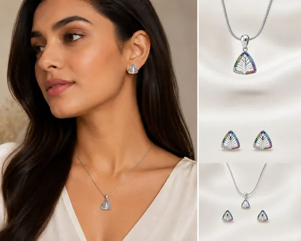 Multicolour_Silver_92.5_Triangle_Pendant_Set_For_Women