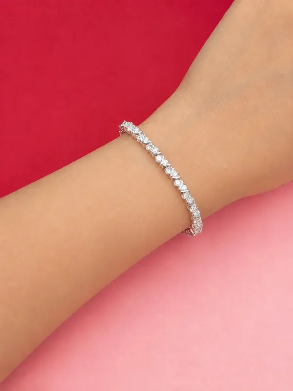 Silver_Clear_Stone_Link_Chain_Bracelet_For_Women