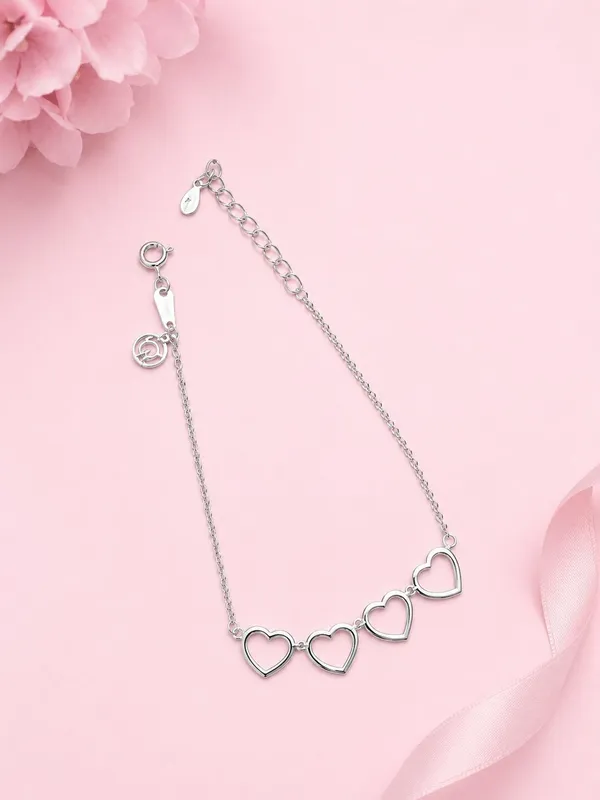 Silver_92.5_Open_Heart_Link_Chain_Bracelet_For_Women