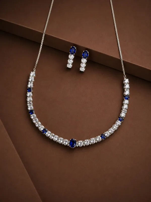 Silver_&_Blue_92.5_Oval_Stone_Necklace_And_Earrings_Set_For_Women