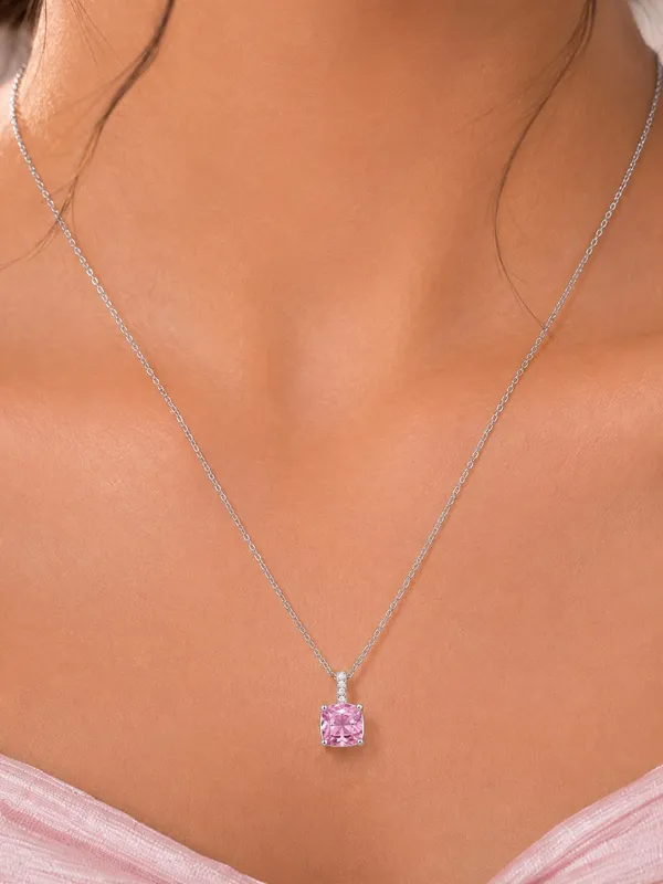 Pink_&_Silver_Rectangular_Stone_Pendant_Necklace_For_Women