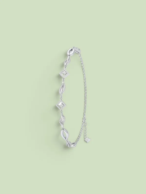 Silver_Stone_Embellished_Band_Bracelet_For_Women