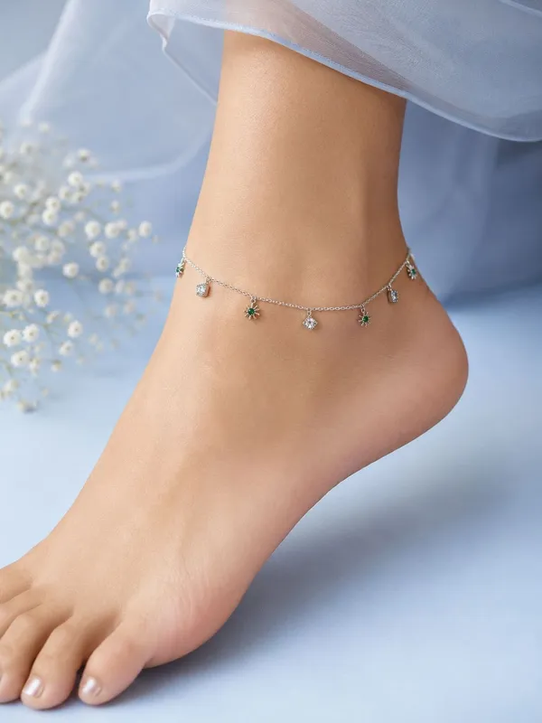 Silver_92.5_Multi-Charm_Stone_Accent_Chain_Anklet_For_Women