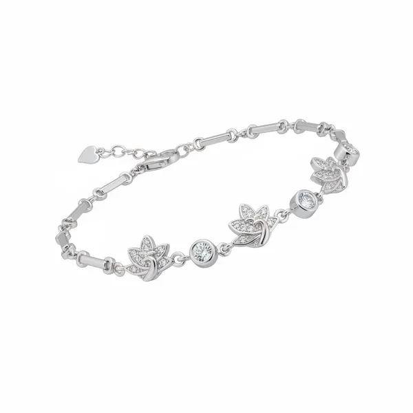 Silver_Floral_Link_Chain_Bracelet_For_Women