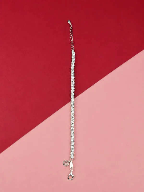 Silver_Clear_Stone_Link_Chain_Bracelet_For_Women