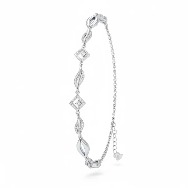 Silver_Stone_Embellished_Band_Bracelet_For_Women