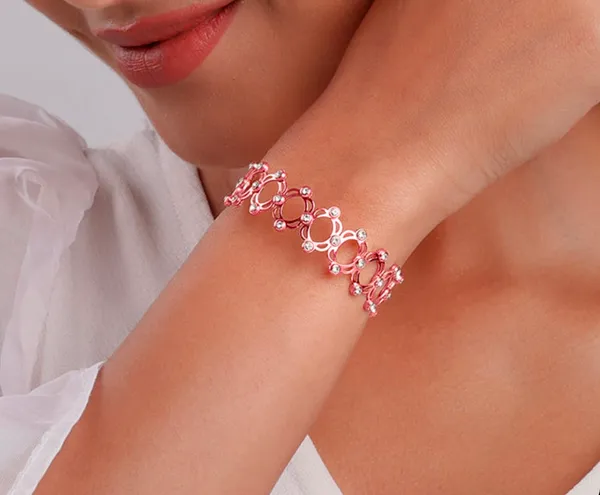 Pink_92.5_Sterling_Oval_Link_Bracelet_For_Women