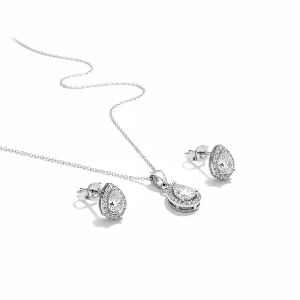 Silver_92.5_Teardrop_Pendant_Necklace_And_Earrings_Set_For_Women