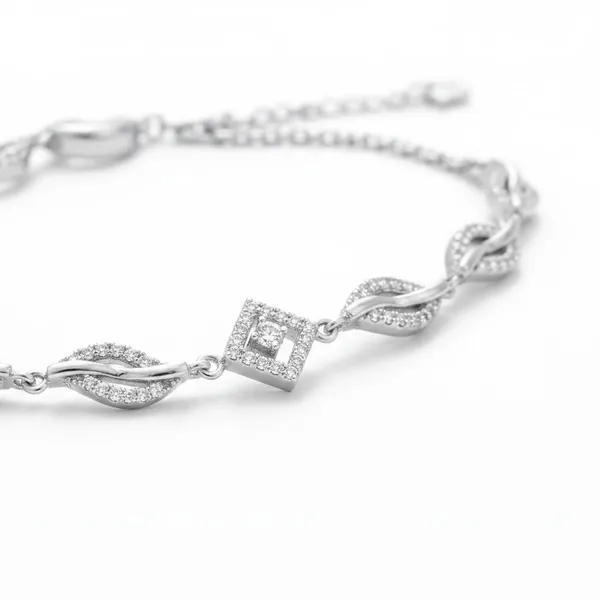 Silver_Stone_Embellished_Band_Bracelet_For_Women