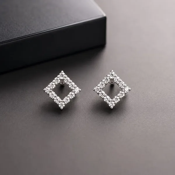 Silver_92.5_Rhinestone_Diamond_Shape_Stud_Earrings_For_Women
