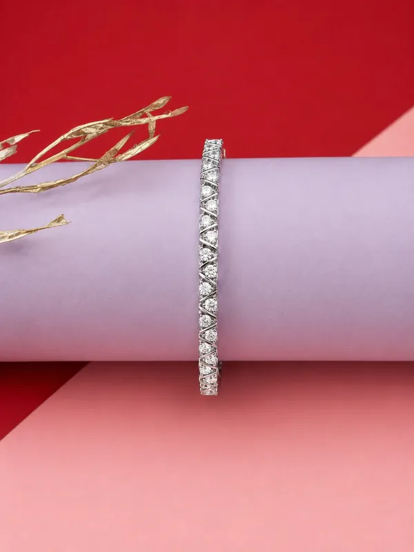 Silver_Clear_Stone_Link_Chain_Bracelet_For_Women